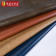 瘋馬紋環保毛底皮革皮料面料仿真牛皮紋鞋革人造革PU軟包沙發布料[滿300發貨]