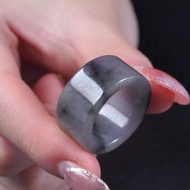 冰種烏雞翡翠玉戒扳指 | 國際14圍 | 天然緬甸玉翡翠A貨 | 送禮