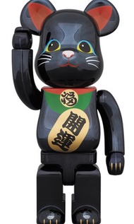 招財貓 BEARBRICK 400% 黑色 電鍍 MANEKINEKO BLACK
