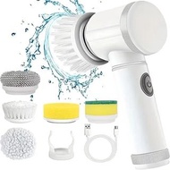 New Cordless Spin Scrubber Electric Rechargeable 5 in 1 Brush Heads for Bathroom Kitchen Tile Grout 