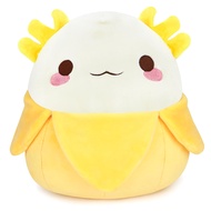LXSLFY 11inch Cute Banana Axolotl Plush, Axolotl Stuffed Animals Kawaii Giant Axolotl Pillow Gifts f