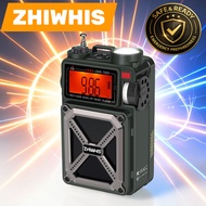 ZHIWHIS Bluetooth Speaker with Radio/Flashlight, Solar/Hand-Crank/USB-C Charging / ZWS-702X