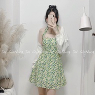 Lightning Blue Flower Dress Lace Up With White Crocs