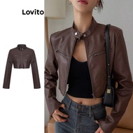 Lovito Casual Jacket All Season Windbreaker/Waterproof Zipper Spiked Jacket for Women L106AD280 Lovi