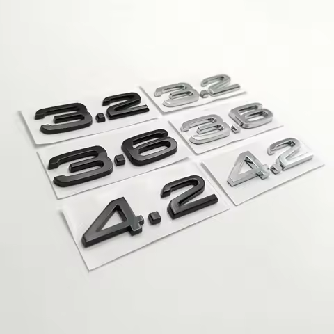 3D ABS Chrome Black 2.4 3.2 4.2 Letters Car Fender Badge Trunk Emblem Decal For A4 B7 TT Q5 Q7 A6 S6