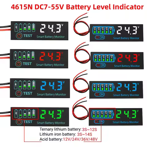 12V/24V/36V/48V Battery Charge Indicator Board 18650 Li-ion Lipo Lithium Battery Level Indicator Tes