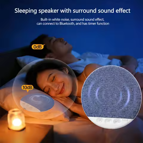 Mini Bluetooth 5.4 Under Pillow Sleep Aid Speaker HiFi Stereo White Noise Multi-Functional Home Slee