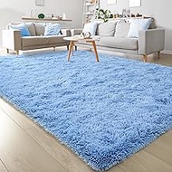 Keeko Area Rugs for Living Room, 5.3x7.5 Fluffy Bedroom Bedside Rug Large Area Rug Soft Shag Fuzzy S