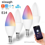 Tuya WiFi E14 Smart Bulb 5W LED RGB+White Light Dimmable Color Bulb Support Smart Life APP Support A
