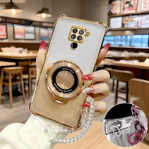 Note9 Clear Chain Luxury Ring Holder Plating Silicone Case For Xiaomi Redmi Note 9 Pro Max 9pro Note