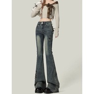 seluar jeans perempuan seluar bootcut woman jeans women Slim Fit Bow Design Jeans - High Waist Stret