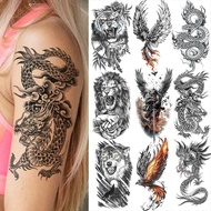Black Gradon Eagle Wings Lion Wolf Waterproof Temporary Tattoos For Men Women Adults,Body Arm Leg Fa