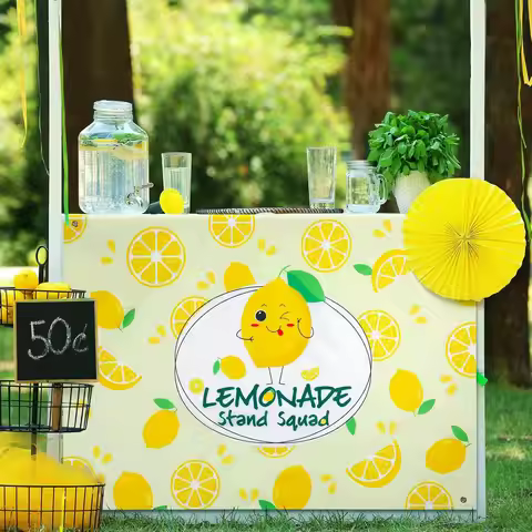 Lemonade Tablecloth for Lemonade Stand Supplies Lemon Table Cover for Kids Lemon Party Supplies Summ