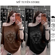 Luxury Loose Mesh T-shirt with Stone Embellishment, Freesize Under 52kg - MTS