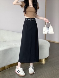 Chân Váy Chữ A Dáng Dài Ulzzang Xẻ Tà Sau  chất vải tuyết mưa loại 1 cực đẹp kèm đai ms37