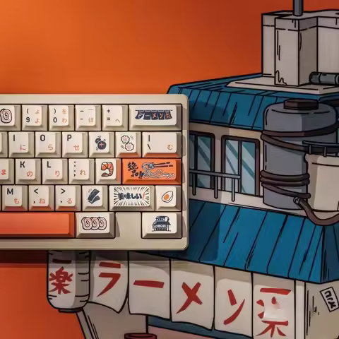 Ichiraku Ramen Theme Keycaps Custom PBT Anime Keycaps Cherry Profile Keycap Suitable for Wooting Mec