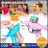 Alphar Toys Shark UFO Gun Radish Gun Toy Foam Disc Frisbee Toy Gun Kids Outdoor Disc Gun Toy