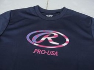 日本進口 Rawlings 深藍 美國國旗大R 印花 運動T恤 排汗衫 練習衣 (AST10F05-N/RD)