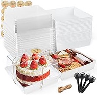 NPLUX 40 Pack Small Cake Boxes Charcuterie Boxes Mini Cake Containers With Lids For 4-6-inch Cake Pu