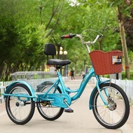 Elderly People Pedaling Adult Human Powered Tricycles Self Leisurely Driving Buying Groceries Elderl