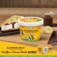 ไอศกรีมนมอัลมอนด์ สูตรบานอฟฟี่ ผสมเนื้อกล้วย 80g x 12 Cups (Banoffee With Banana Vegan Ice Cream Happy Addey Brand)