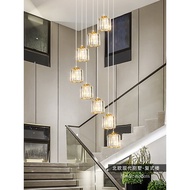 Stairs Red Crystal Living Room Nordic Net Chandelier Double Villa Modern Chandelier Light Rotating l