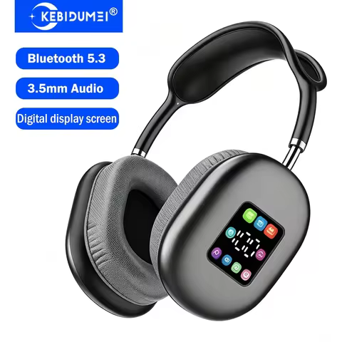 KEBIDUMEI Bluetooth 5.3 Headphones with Color Screen ANC HIFI Stereo Wireless Headsets 3.5mm AUX Wir