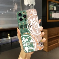 สำหรับ Realme C35 C11 2021 C12 C15 C21Y C25Y C25S Realme 5 5i 6i 9i 8 Pro Starbucks Coffe ขอบสี่เหลี่ยม Full Len กรณีป้องกัน