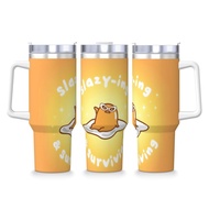 Gudetama 40oz Stainless Steel Tumbler With Handle & Straw Double Wall Vacuum Insulated Car Travel Co