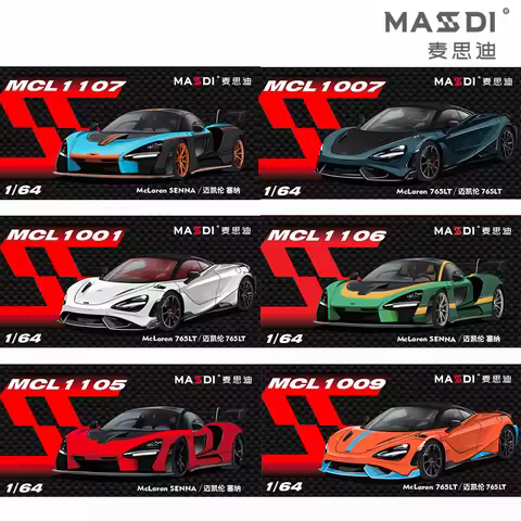 MASSDI 1/64 McLaren Senna/765LT Car Alloy Motor Vehicle Diecast Metal Model Kids Toys for Boys Frien
