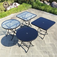 Portable Square Table Casual Desktop Glass Small Household Folding Table Round Table Steel Round Tab