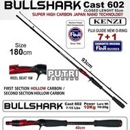 Kenzi Bullshark 602 Baitcasting Fishing Rod - Weight 6-14lbs to 10-20lbs - Reel