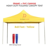 Yellow 8x8 Feet Full Set PVC Canvas Heavy Duty Folding Canopy Tent Kanopi Bazar Payung Pasar Malam Khemah