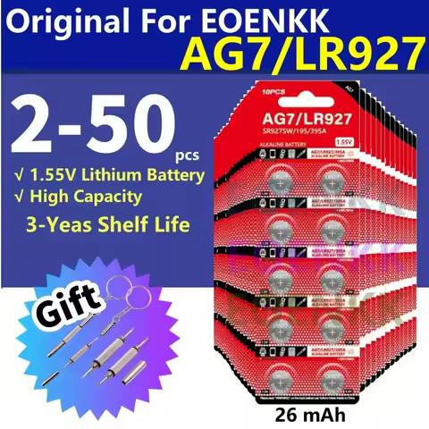 High Capacity 2-50pcs AG7 Alkaline SR927W 1.5V Button Cell Battery LR927 LR57 399 GR927 G7 Watch Toy