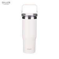 Diller Thermo Tumbler 900ml MLH9168 White Cold/Hot Mug 24hr Stainless Steel 2layer With Vacuum Insulated Keep Cold 24h
