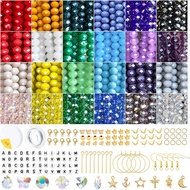 Xilitata 2400Pcs 4mm Glass Beads for Jewelry Making Crystal Beads for Bracelets Faceted Bead Friends