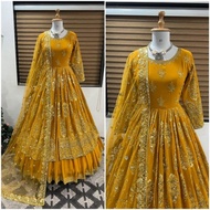 Georgette Sequence Anarkali Gown with Skirt and Dupatta (Skirt : Semistitch)
