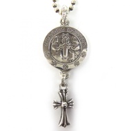 成色極佳 △ CHROME HEARTS 925 天使吊墜圓珠項鍊，14.5 英寸，附帶發票，銀色，總重 13.1 克，女士款