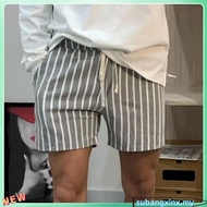 Striped Shorts Men's Summer Loose Waist Drawstring Leisure Straight Shorts