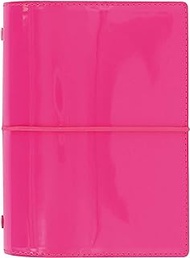 Filofax Domino Patent Organizer, Pocket Size, Hot Pink - High-Gloss, Contemporary Cover, Six Rings, Week-to-View Calendar Diary, Multilingual, 2024 (C022480-24)
