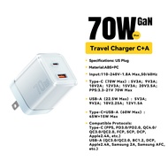 Essager 70W PPS GAN Fast Charger Type C USB Adapter สำหรับชาร์จโทรศัพท์มือถือและคอมพิวเตอร์