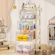 S/🌹Trolley Baby Products Storage Rack Floor Movable Baby Toy Bottle Locker Drawer Storage Rack HUAC