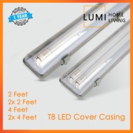 LED T8 Tube Casing Holder Cover 2FT 4FT Double Tube Casing White