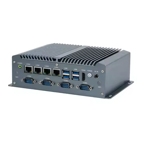 Fanless Industrial Mini PC Intel Core i7-8565U 6xRS232 RS485 RS422 4x i211AT Ethernet POE 16-GPIO 8x