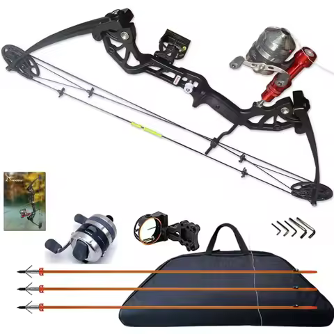 Bowfishing Bow Kit with Arrow Ready to Shoot Right Handed 15-45 LBS Draw Length 18"-29.5" Adjustable