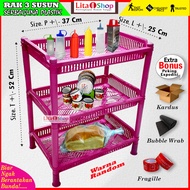 Large 3-Tier Plastic Shelf Multipurpose Kitchen 3-Tier Rectangular Shelf