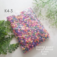(450 grams) code K4-3 monte sand letters box mix color 5 mm price Rp. 90,000 (contents not counting)