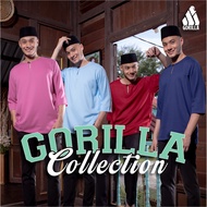 KURTA GORILLA LENGAN TIGA SUKU PREMIUM CREPE DENGAN BUTANG KAYU - RELAXED FIT