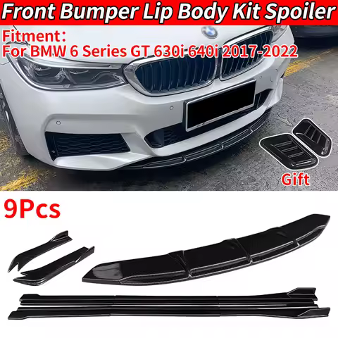 For BMW 6 Series GT G32 630 640 2017-2022 Car Body Kit Front Bumper Splitters Lip Spoiler Side Skirt