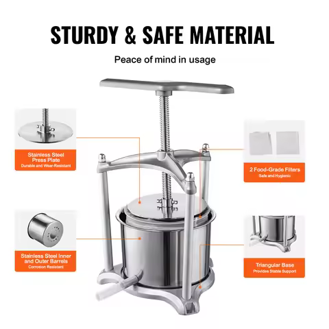 Singwinner 6L Manual Fruit Wine Press Maker Stainless Steel Household Nature Vegetables Juice Making